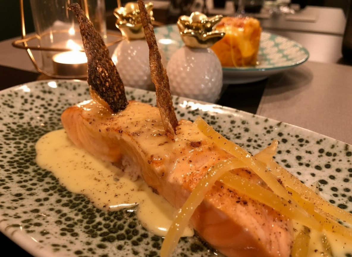 Saumon mi-cuit sauce beurre blanc